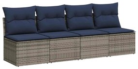 366151 vidaXL Градински диван с възглавница Сив 220 x 62 x 69см полиратан