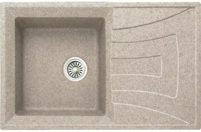 Кухненска мивка ICGS 8104 SAND, мивка с плот, със сифон, 78x50см