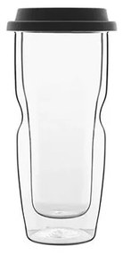 Стъклена двустенна термочаша със силиконов капак 460мл h19см DRINK&DESIGN-(12836/01) (RM 507)