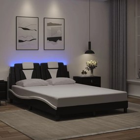 3214020 vidaXL Рамка за легло Viana с LED без матрак черно-бяла 140x190 см