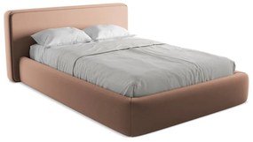 Светлорозово двойно тапицирано легло с място за съхранение и включена подматрачна рамка 140x200 cm Kiana – Makamii