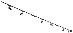 Релсова осветителна система с 6 прожектора и 2 таванни лампи черни 1-фазни - Magnetic Gert Puntua