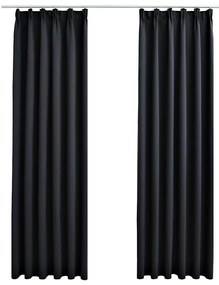 134416 vidaXL Затъмняващи завеси с куки, 2 бр, черни, 140x245 см