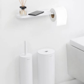 Държач за тоалетна хартия с рафт Brabantia MindSet 1005668, Лесен монтаж, Минерално покритие, Бял