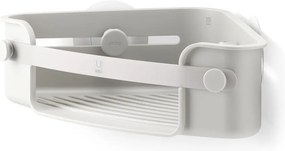 Сив ъглов самоносещ рафт за баня, изработен от рециклирана пластмаса Flex Adhesive - Umbra