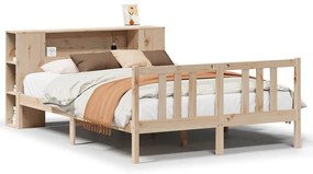 3322275 vidaXL Легло с етажерка за книги, без матрак, 135x190 см, бор масив