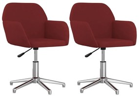 3103033 vidaXL Въртящи се трапезни столове, 2 бр, виненочервени, текстил