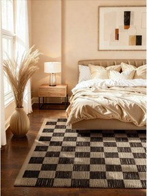 Черен/кремав двустранен/ръчно изработен килим със смес от юта 160x230 cm Rex – Hanse Home