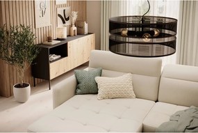 Бежов кадифен разтегателен ъглов диван с място за съхранение (ляв ъгъл) Gomsi – ELTAP