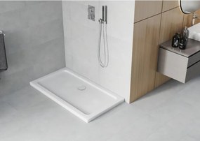 Mexen Flat правоъгълен тънък душ 120 x 70 см, бял, сифон хром - 40107012