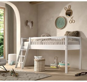 Бяло повдигнато детско легло от масивен бук 90x200 cm Forrest – Vipack