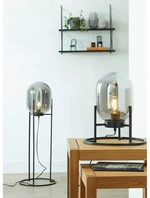 Черна настолна лампа със стъклен абажур (височина 34 cm) Regi – Fischer &amp; Honsel