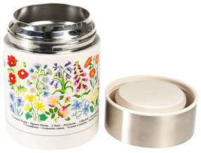 Детски термос за храна в кремав и сребрист цвят 450 ml Wild Flowers – Rex London