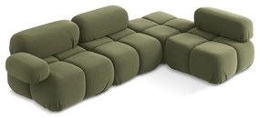 Светлозелен кадифен модулен ъглов диван (десен ъгъл) Lokua – Makamii