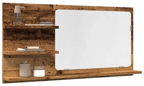 856262 vidaXL Шкаф за баня с огледало старо дърво 90x11x45 см инженерно дърво