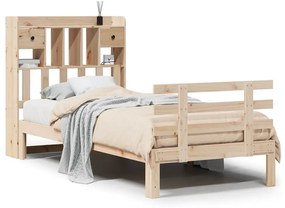 3322780 vidaXL Легло с рафтове за книги, без матрак, 75x190 см, бор масив