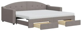 3197587 vidaXL Канапе с изтеглящо легло и чекмеджета таупе 90x200 см плат