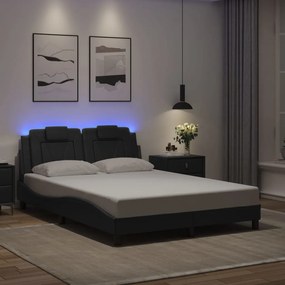 3214022 vidaXL Рамка за легло Viana с LED без матрак, черна, 140x200 cм
