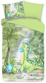 Зелено единично удължено памучно детско спално бельо 140x220 cm Dani – Good Morning