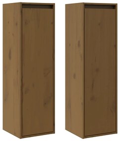 813512 vidaXL Стенни шкафове, 2 бр, меденокафяви, 30x30x100 см, бор масив