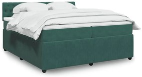 3290139 vidaXL Боксспринг легло с матрак, тъмнозелено, 200x200 см, кадифе