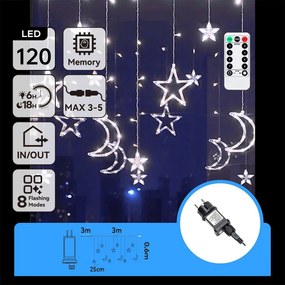 Aigostar - LED външна коледна гирлянда 120xLED/6W/230V/8 функции 3x0,6m IP44 студено бялоDO