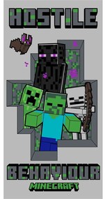 Сива памучна детска кърпа 70x140 cm Minecraft Hostile Behaviour – Jerry Fabrics