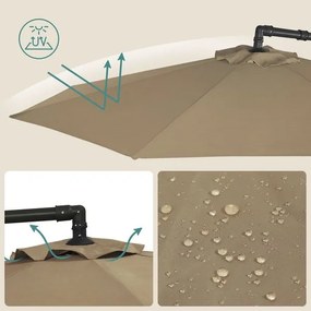 SONGMICS чадър 300 см със стойка UV защита до UPF 50+ - Таупе