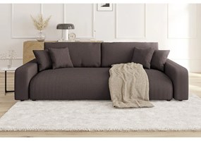 Кафяв разтегателен диван с място за съхранение от рипсено кадифе 234 cm Sara – Ropez