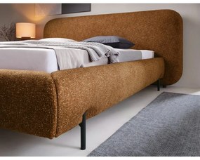 Двойно легло 160x200 cm тапицирано с място за съхранение с включена подматрачна рамка в цвят жълта охра Pointt – ELTAP