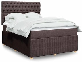 3294417 vidaXL Боксспринг легло с матрак, тъмнокафяво, 160x200 см, плат