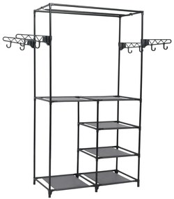 245744 vidaXL Стойка за дрехи, метал и нетъкан текстил, 87x44x158 см, черна