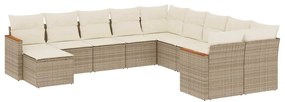 3226569 vidaXL Градински диван с възглавници, 11 части, бежов полиратан