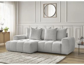 Светлосив шенилов сгъваем/с място за съхранение ъглов диван (ляв ъгъл) Roxelane – Bobochic Paris