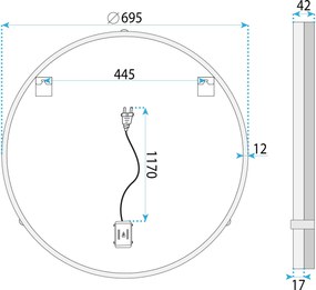Огледало LED 70cm BL805