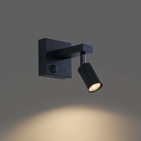 Модерна черна стенна лампа с USB-C, накланяща се - Rex