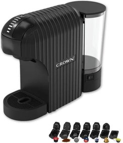 Разопакован: Еспресо машина 7в1 Crown CCM-1530B, 1400 W, 20 bar, 0.9 л, 7 адаптера, LED индикатори, Контрол дължината на кафето, Черен
