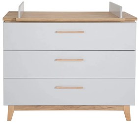 Светлосив нисък скрин от дъб с маса за преповиване 117x104 cm Caro - Roba