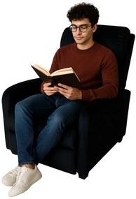 Стилен фотьойл с накланяне от черно кадифе