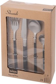 Черен/в сребрист цвят прибори за хранене от неръждаема стомана 24 бр. Skandi – Orion