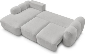 Светлосив сгъваем/с място за съхранение ъглов диван от прежда с примки от букле (ляв ъгъл) Montaigne – Bobochic Paris