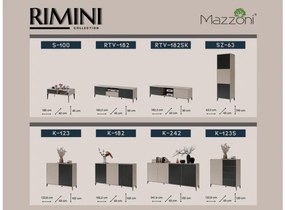 Висок шкаф РИМИНИ Ш-63 Бежово Taupe/Черен мат - МОДЕРЕН ШКАФ/ВИСОК ШКАФ С РАФТОВЕ И НАБРАЗДЕНИ ФРОНТОВЕ