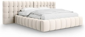 Кремаво тапицирано двойно легло с място за съхранение с включена подматрачна рамка 180x200 cm Mamaia – Micadoni Home
