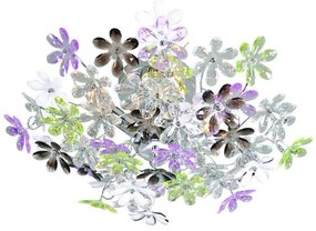 Плафон хром с многоцветни пластмасови цветя 56 см - Fiore