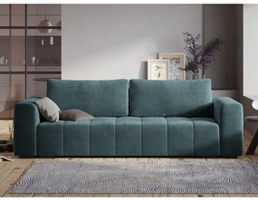 Син кадифен разтегателен диван Luca - Milo Casa