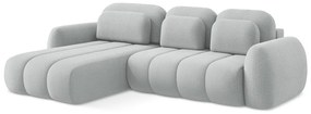 Светлосив разтегателен ъглов диван с място за съхранение от букле (ляв ъгъл) Pele – Makamii