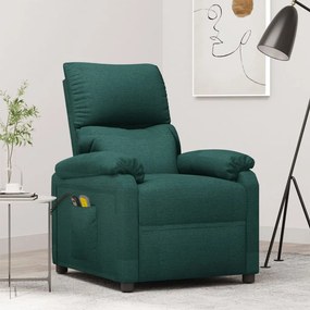 3098436 vidaXL Електрически масажен стол, тъмнозелен, текстил