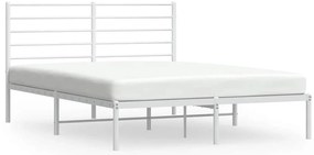 352367 vidaXL Метална рамка за легло с горна табла, бяла, 135x190 см