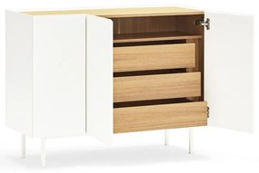 Бял нисък скрин от декор от дъб 110x85 cm Arista – Teulat