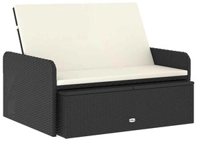 46078 vidaXL Градински комплект с възглавници, 2 части, черен полиратан